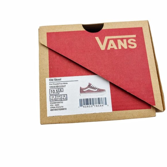 Vans Old Skool Kids Size 10.5 Maroon White VN0A4BUU5U7 Suede Canvas - Picture 2 of 12